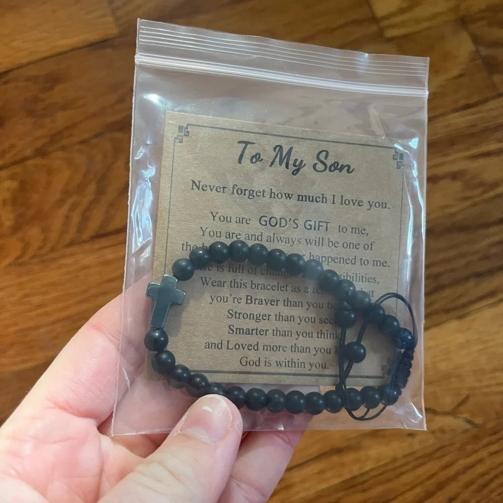 Black Beaded Bracelet for Men